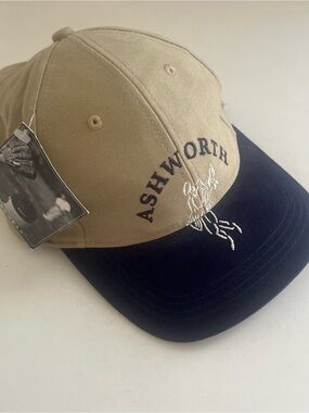 Vintage Ashworth Tan & Navy Baseball Cap Adjustable NWT